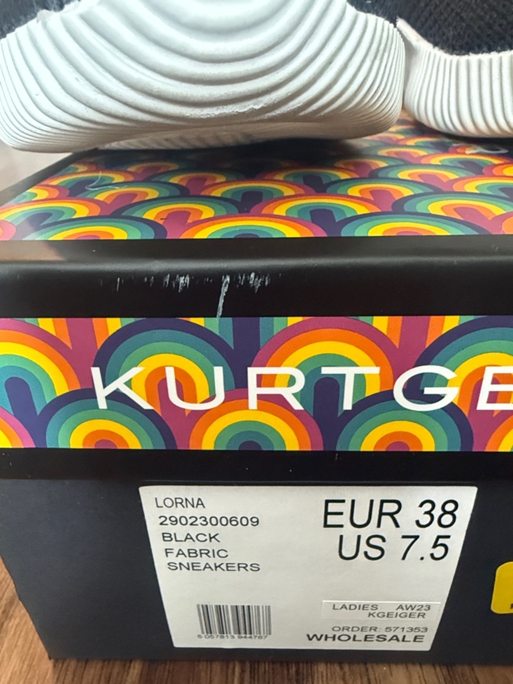 Kurt Geiger Black Knit Slip-On Sneakers with Gold Emblem - Picture 5 of 5
